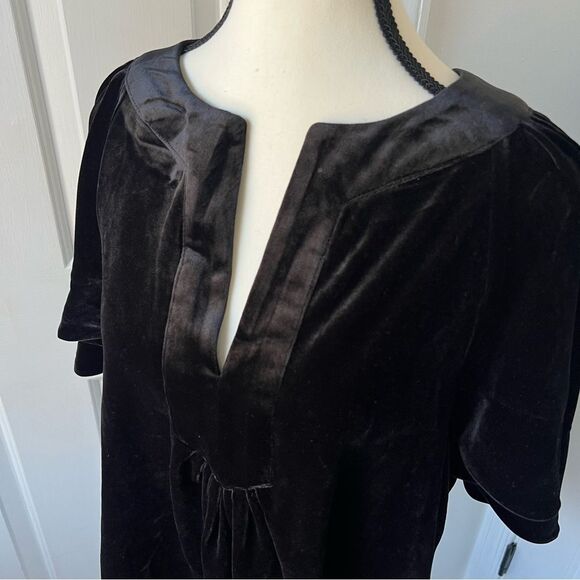 NWT Pomander Place Black Velvet Finley Flutter Sleeve Top Small - Picture 3 of 6